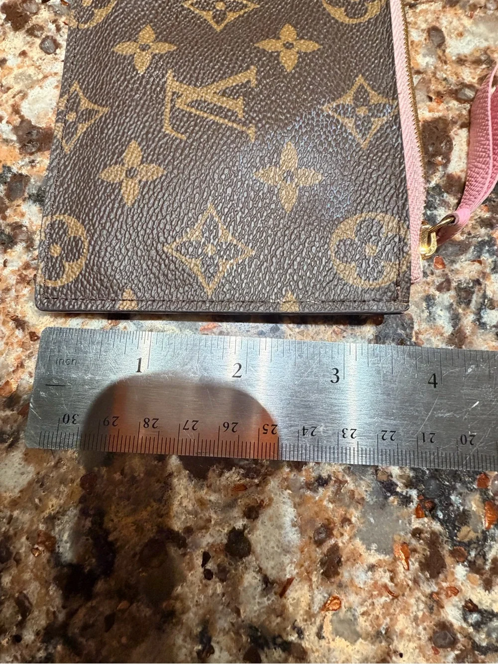 Louis Vuitton Monogram Canvas Zip Pouch with Pink Trim